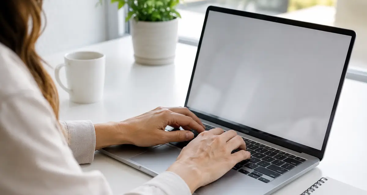 Person schreibt am Laptop ein Anschreiben fuer die ZFA-Bewerbung